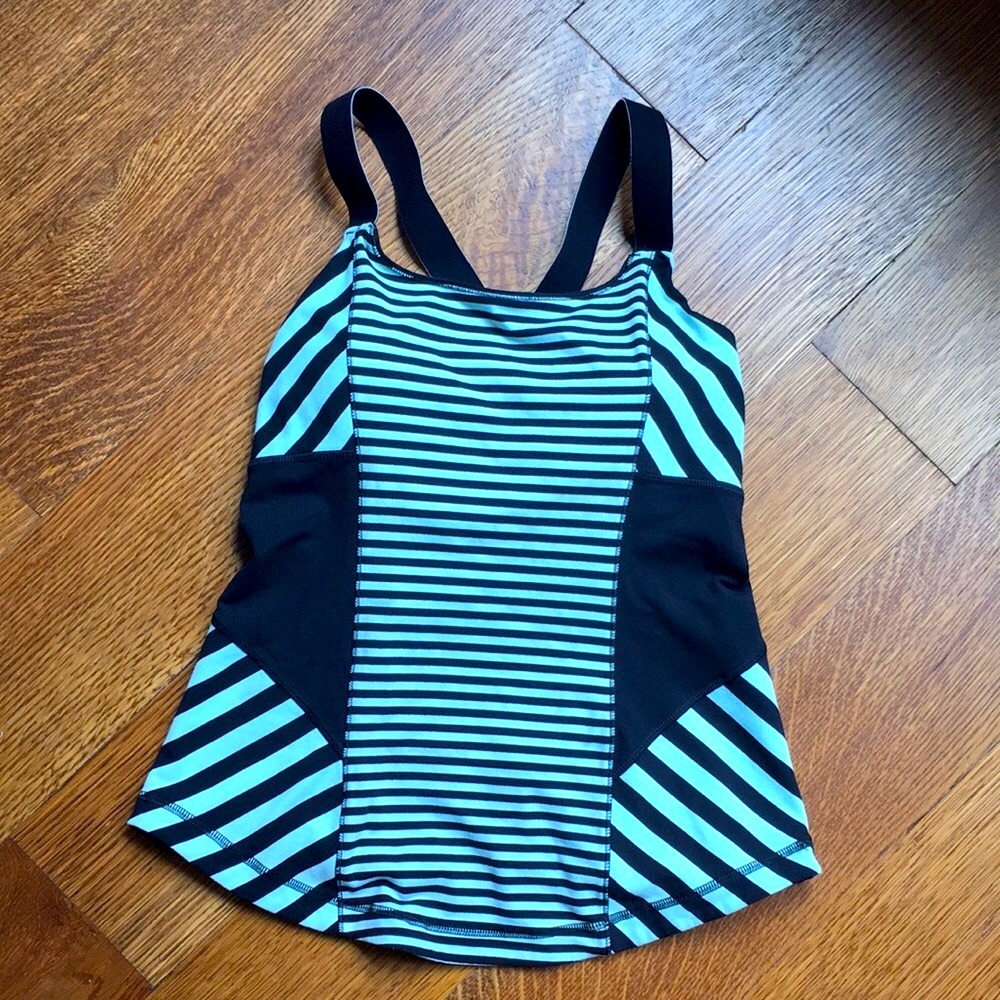 Lululemon Athletica Work it out Mint Green/Black tank top Size:6